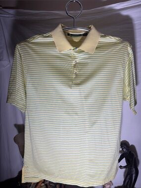 Bobby Jones Yellow Polo with Thin Blue Stripes